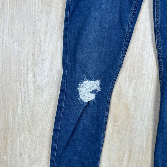 Free People Blue Distressed High Rise Fray Ankle Casual Skinny Denim Jeans 26 - Picture 4 of 15